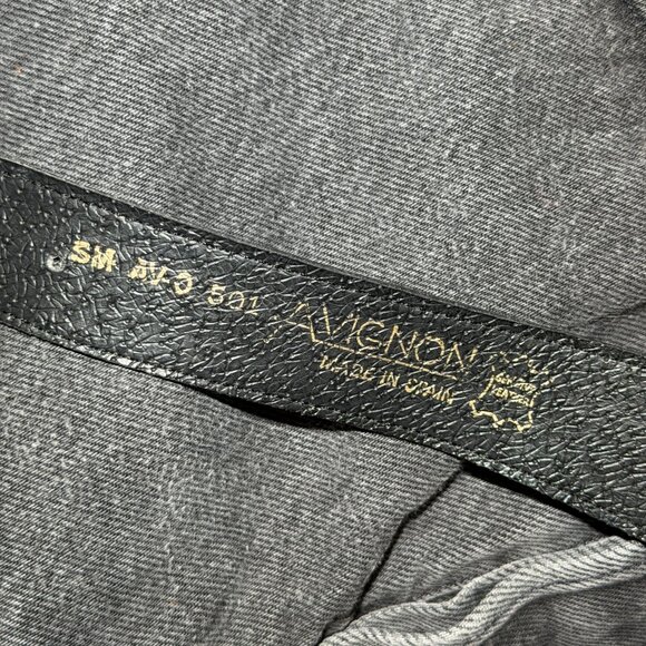 Avignon Genuine Leather Belt Jeweled Metal Detail Vintage Alt 80s - Picture 3 of 5